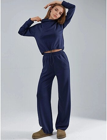 Blusa de meia gola modal touch e calças com cintura elástica coleção bersan hiccup