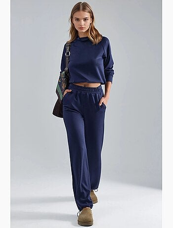 Blusa de meia gola modal touch e calças com cintura elástica coleção bersan hiccup