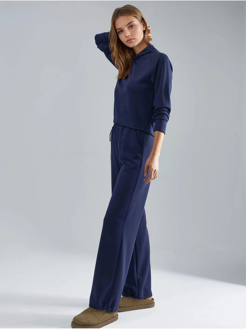 Blusa de meia gola modal touch e calças com cintura elástica coleção bersan hiccup Azul-cobalto - Kiabi