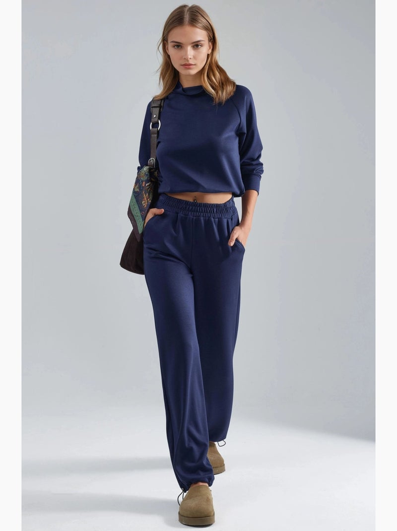Blusa de meia gola modal touch e calças com cintura elástica coleção bersan hiccup Azul-cobalto - Kiabi