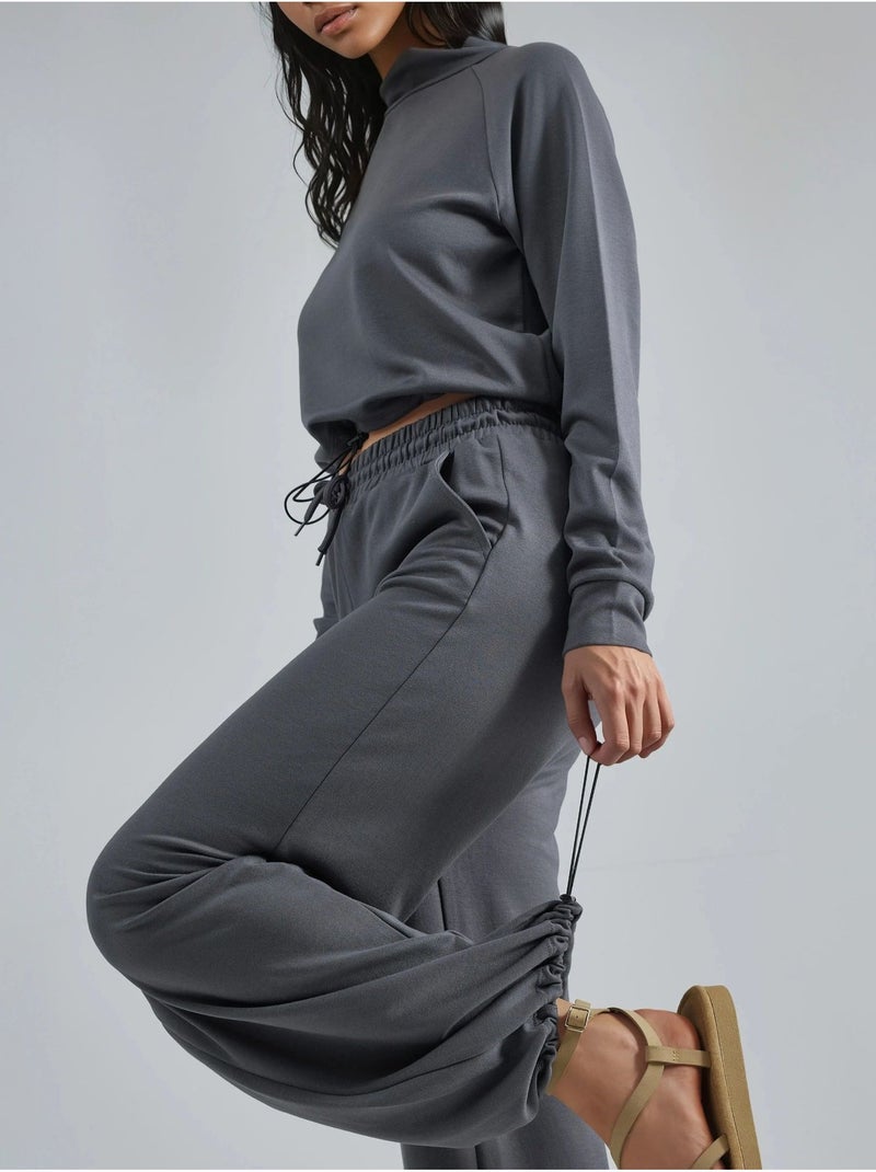 Blusa de meia gola modal touch e calças com cintura elástica coleção bersan hiccup Cinza - Kiabi