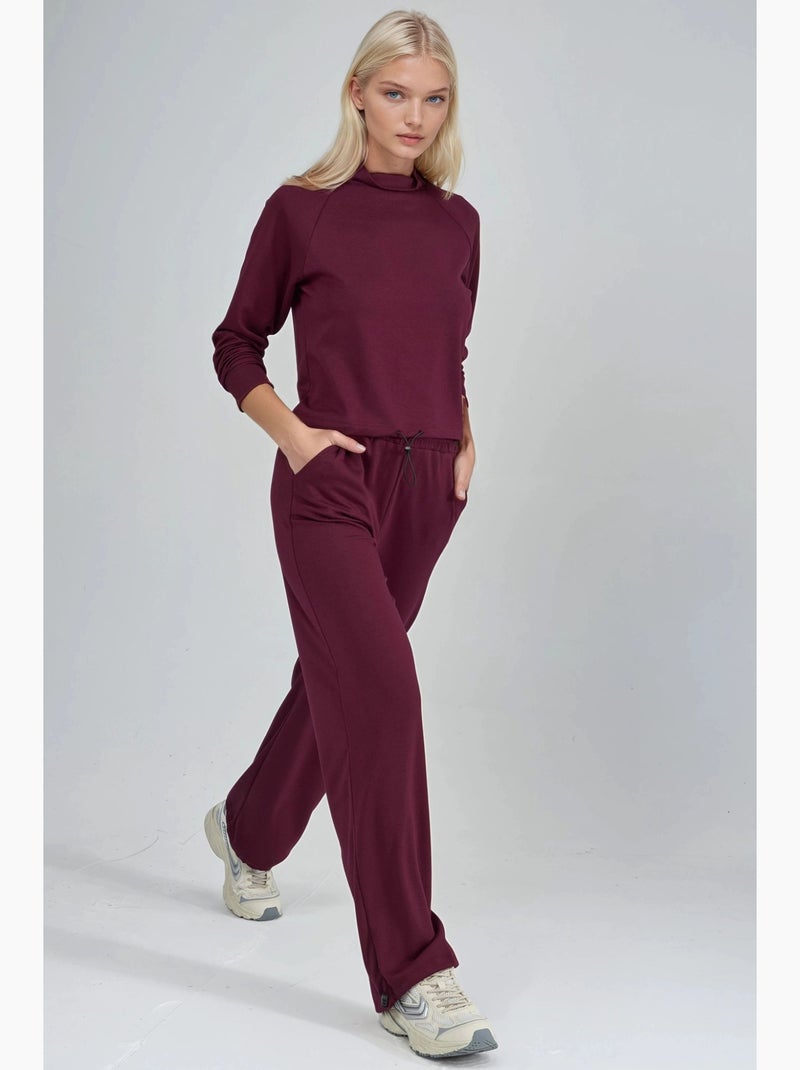 Blusa de meia gola modal touch e calças com cintura elástica coleção bersan hiccup Vermelho bordô - Kiabi