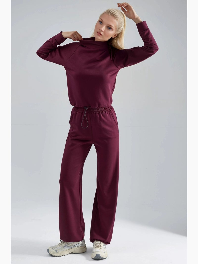 Blusa de meia gola modal touch e calças com cintura elástica coleção bersan hiccup Vermelho bordô - Kiabi