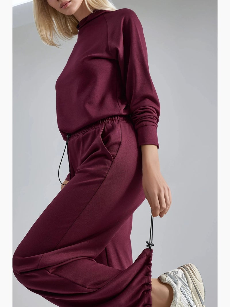 Blusa de meia gola modal touch e calças com cintura elástica coleção bersan hiccup Vermelho bordô - Kiabi