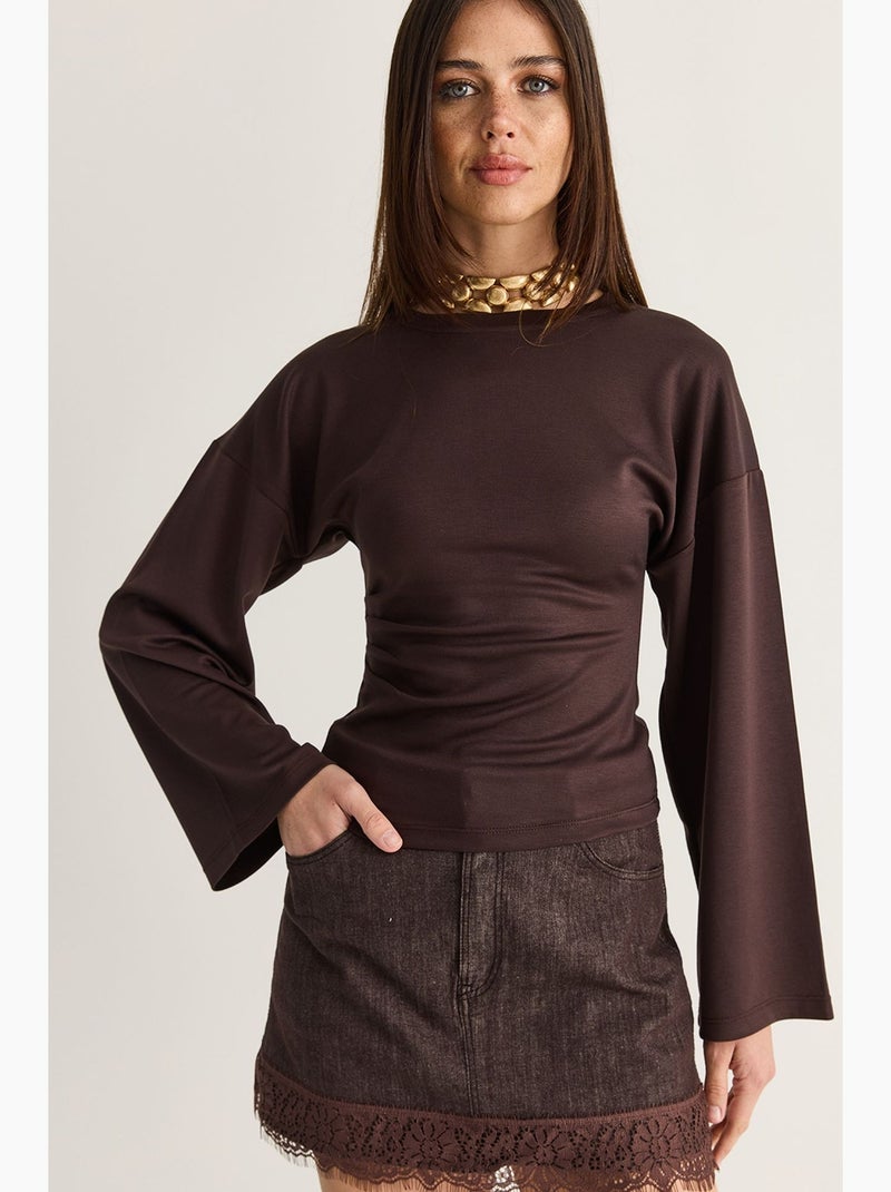 Blusa de modal lucci Castanho-chocolate - Kiabi