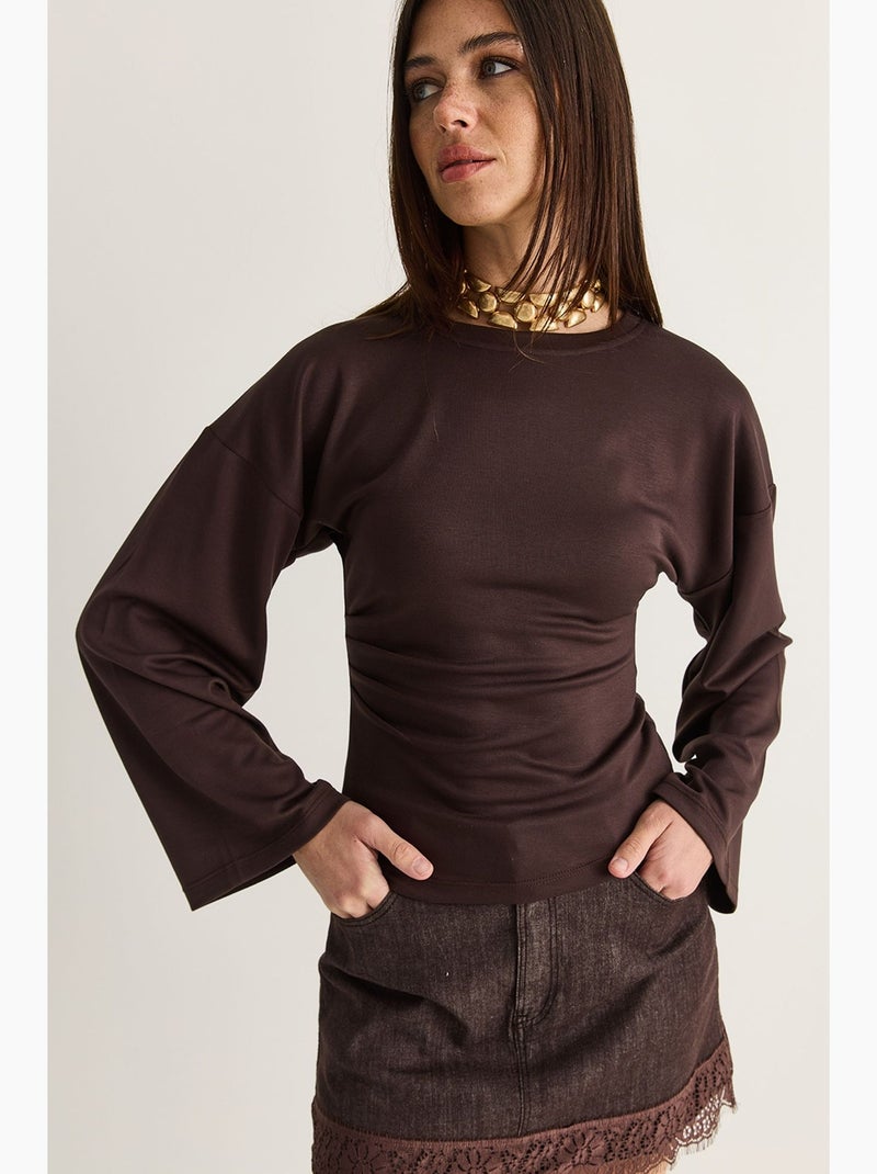 Blusa de modal lucci Castanho-chocolate - Kiabi