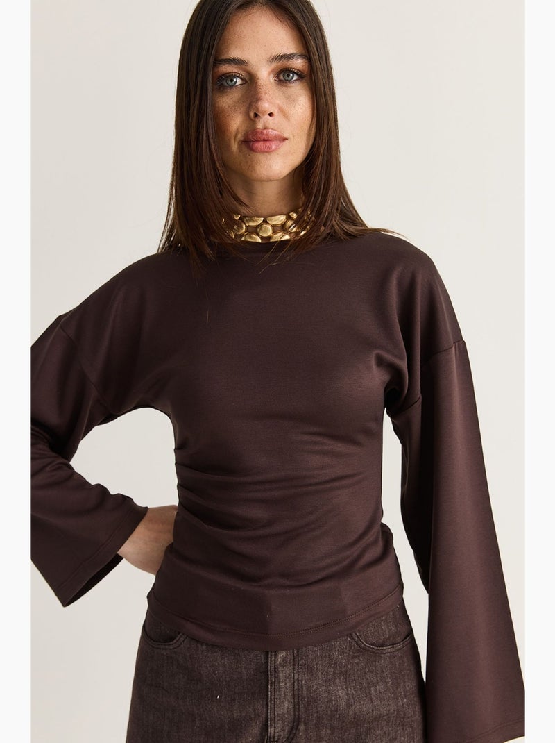 Blusa de modal lucci Castanho-chocolate - Kiabi