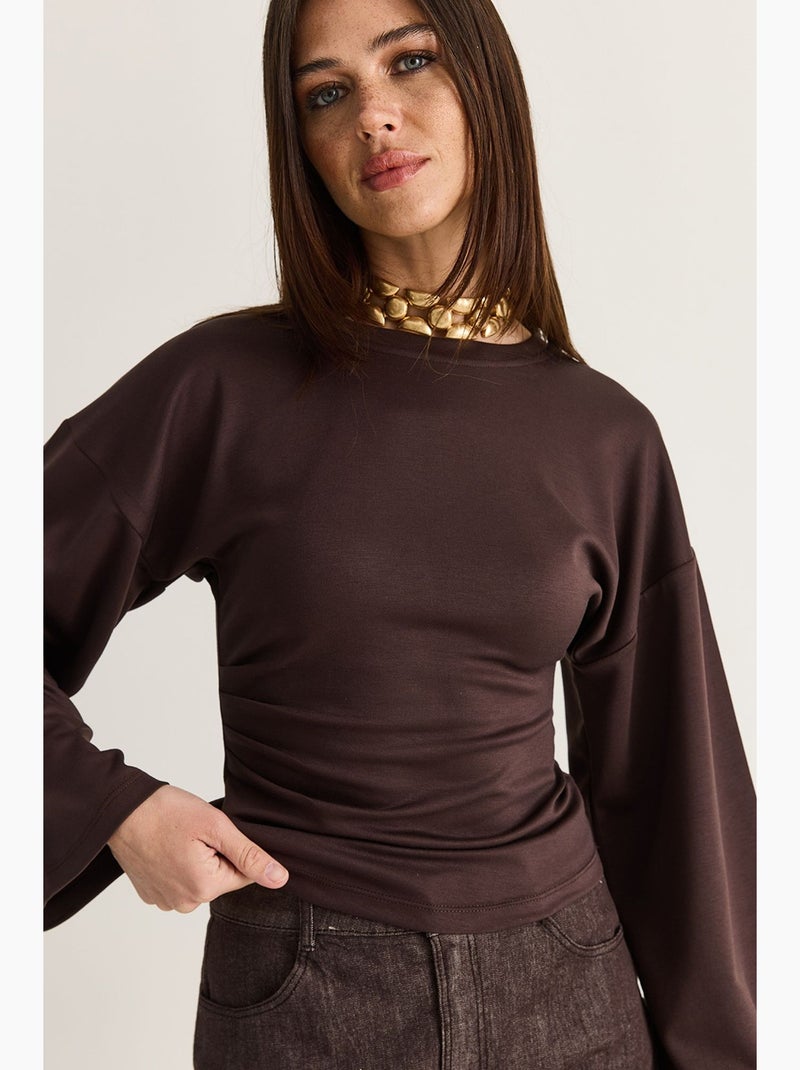 Blusa de modal lucci Castanho-chocolate - Kiabi