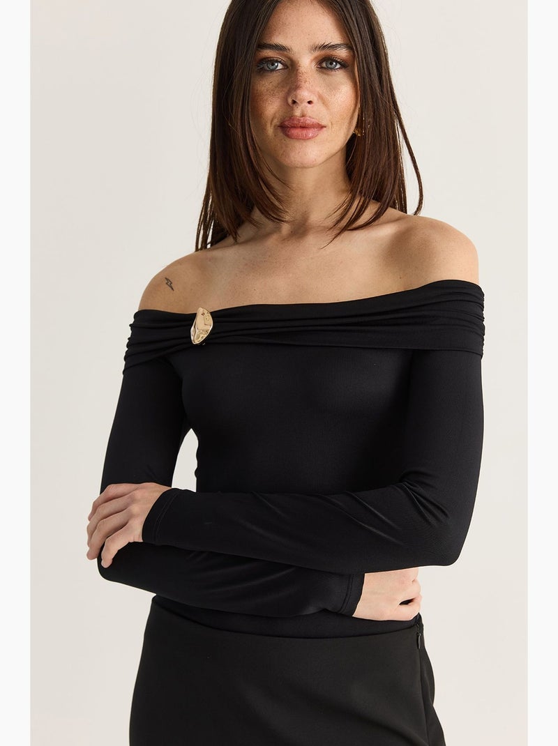 Blusa de modal lucci Preto - Kiabi