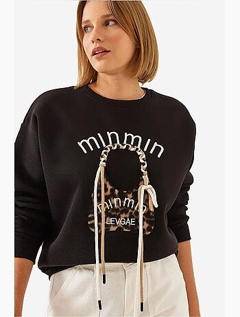 Blusa de moletão bordada com padrão leopardo bianco lucci