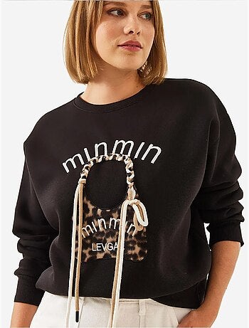Blusa de moletão bordada com padrão leopardo bianco lucci
