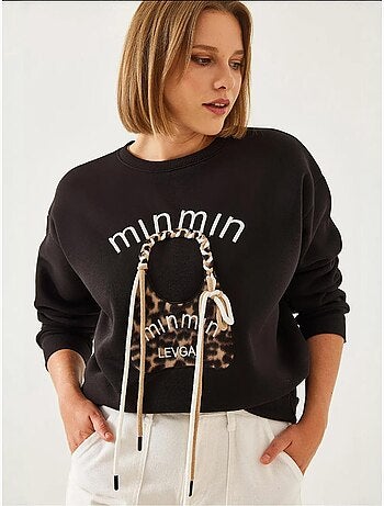Blusa de moletão bordada com padrão leopardo bianco lucci