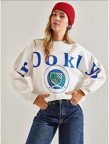 Blusa de moletão escovada com estampado de três fios lucci