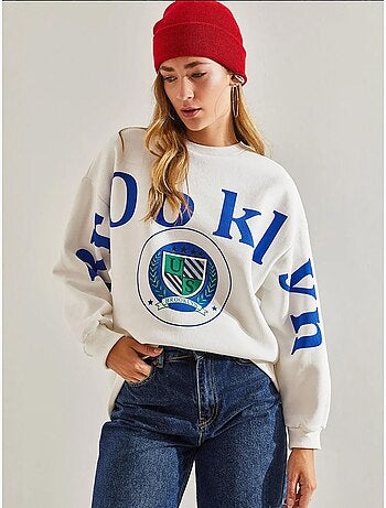 Blusa de moletão escovada com estampado de três fios lucci