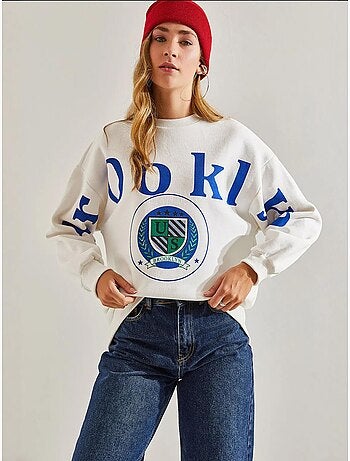 Blusa de moletão escovada com estampado de três fios lucci