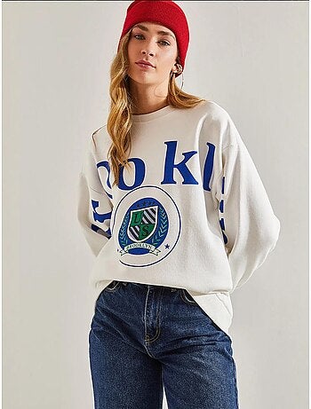 Blusa de moletão escovada com estampado de três fios lucci