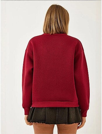 Blusa de moletão escovada com três camadas e bordado leopardo lucci