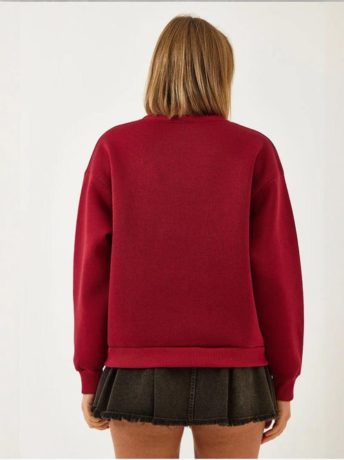 Blusa de moletão escovada com três camadas e bordado leopardo lucci - Kiabi
