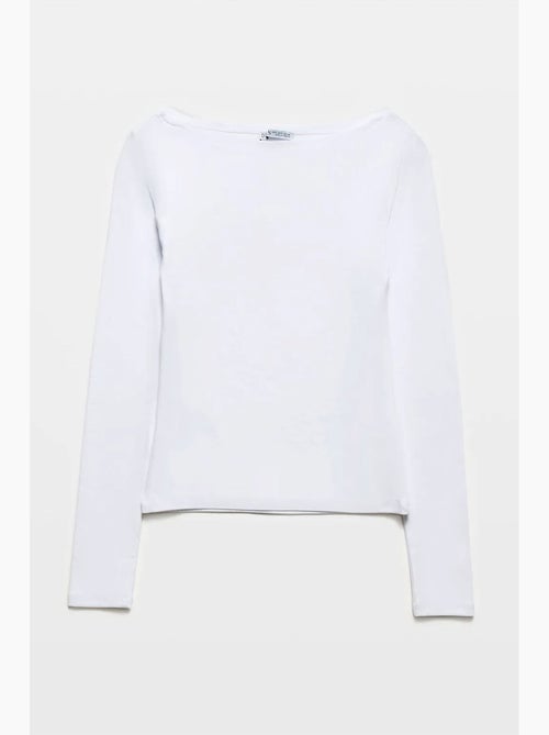 Blusa de mulher slim fit com decote barco e manga comprida dilvin - Kiabi