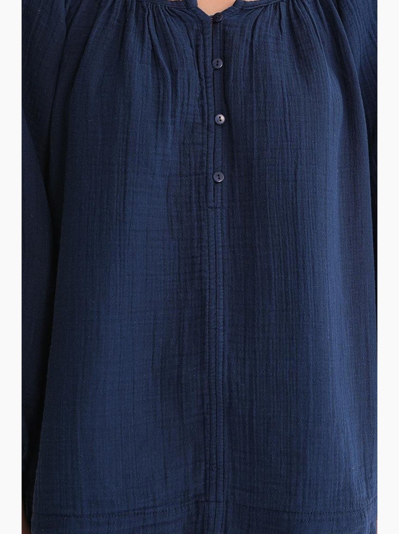 Blusa de musselina com botões mixray Azul-marinho - Kiabi