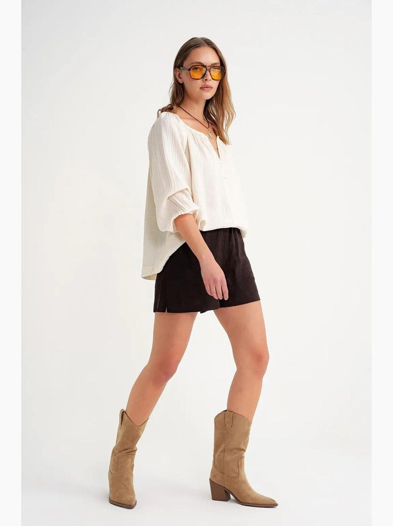 Blusa de musselina com botões mixray Bege - Kiabi