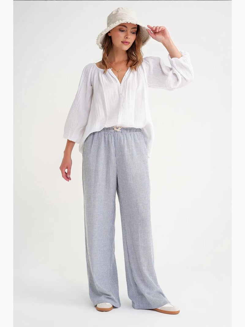 Blusa de musselina com botões mixray Branco - Kiabi