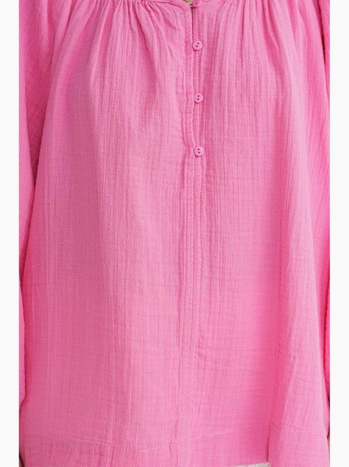 Blusa de musselina com botões mixray - Kiabi Blusa de musselina com botões mixray - Kiabi