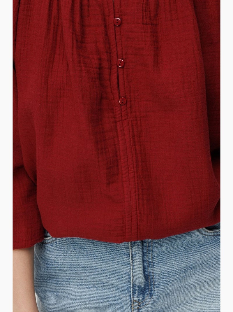 Blusa de musselina com botões mixray Vermelho bordô - Kiabi