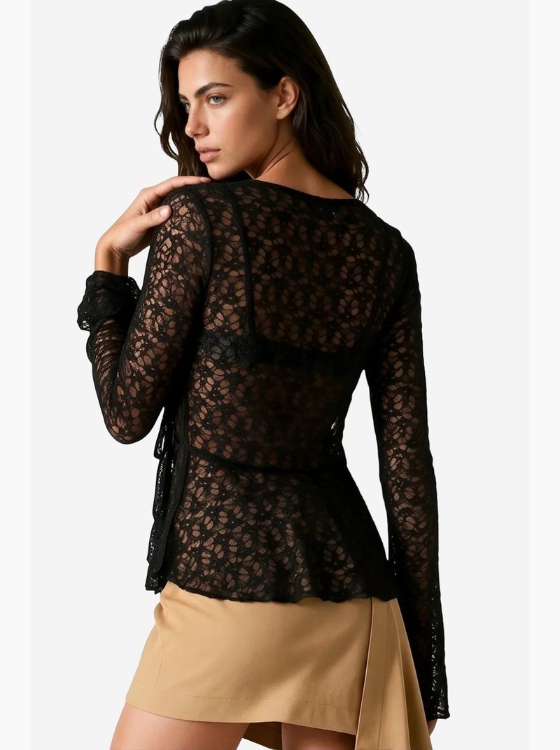 Blusa de poliamida e elastano busem Preto - Kiabi