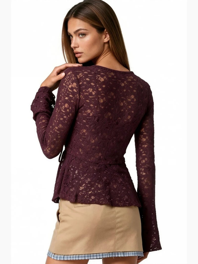 Blusa de poliamida e elastano busem Vermelho bordô - Kiabi