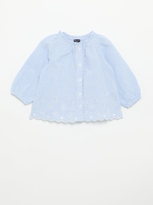 Blusa de popelina com bordados - Kiabi