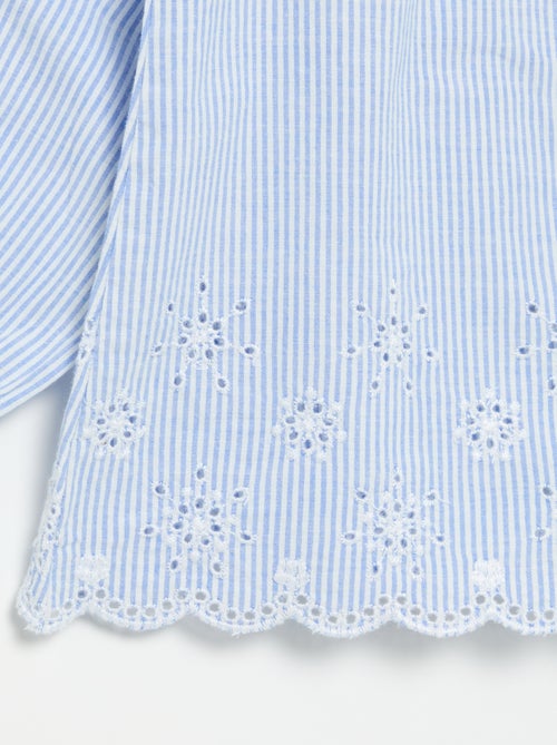 Blusa de popelina com bordados - Kiabi