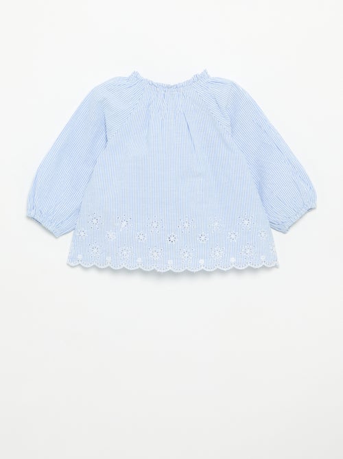 Blusa de popelina com bordados - Kiabi