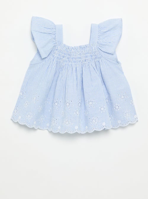 Blusa de popelina com folhos - Kiabi