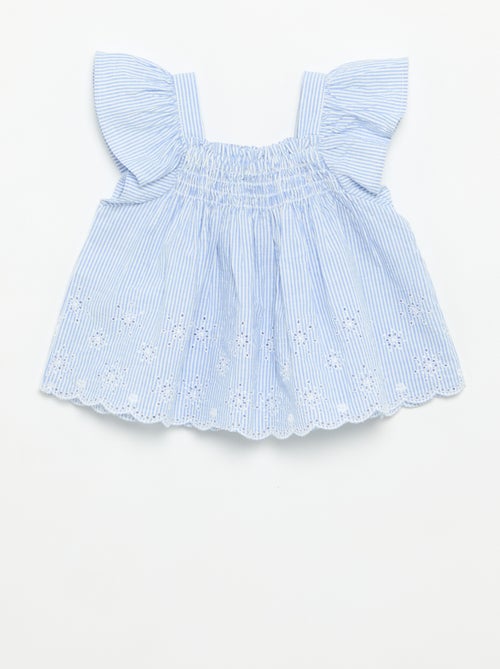 Blusa de popelina com folhos - Kiabi