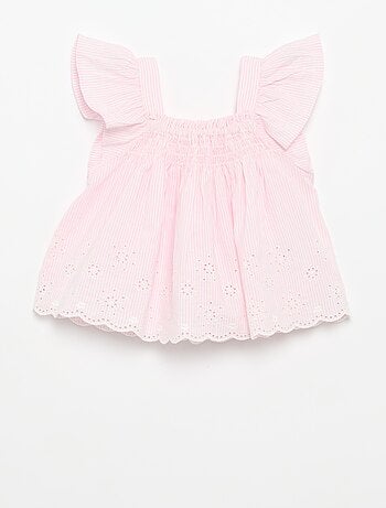 Blusa de popelina com folhos