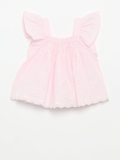 Blusa de popelina com folhos - Kiabi
