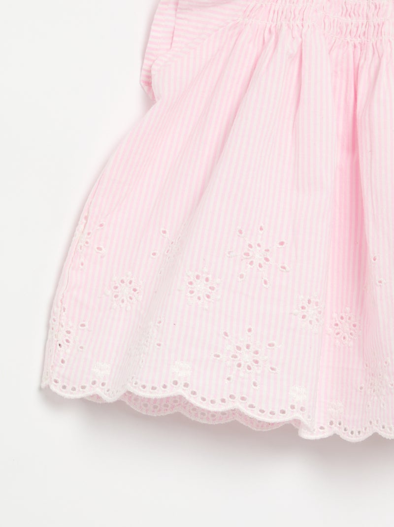 Blusa de popelina com folhos Rosa - Kiabi