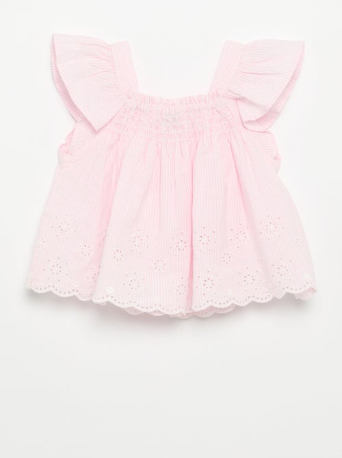 Blusa de popelina com folhos - Kiabi