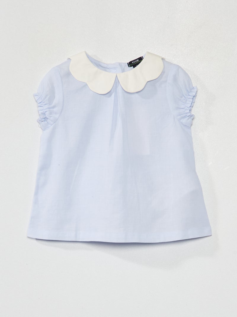 Blusa de popelina de manga curta AZUL - Kiabi