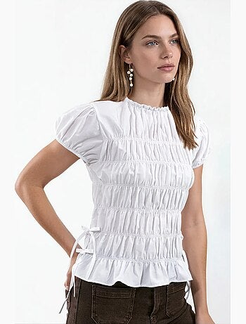 Blusa de popelina franzida busem