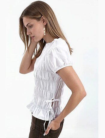 Blusa de popelina franzida busem