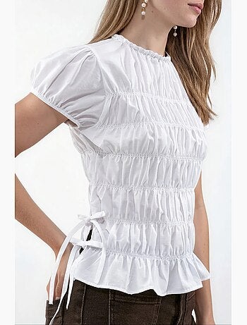 Blusa de popelina franzida busem