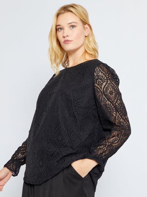 Blusa de renda com gola redonda - Kiabi