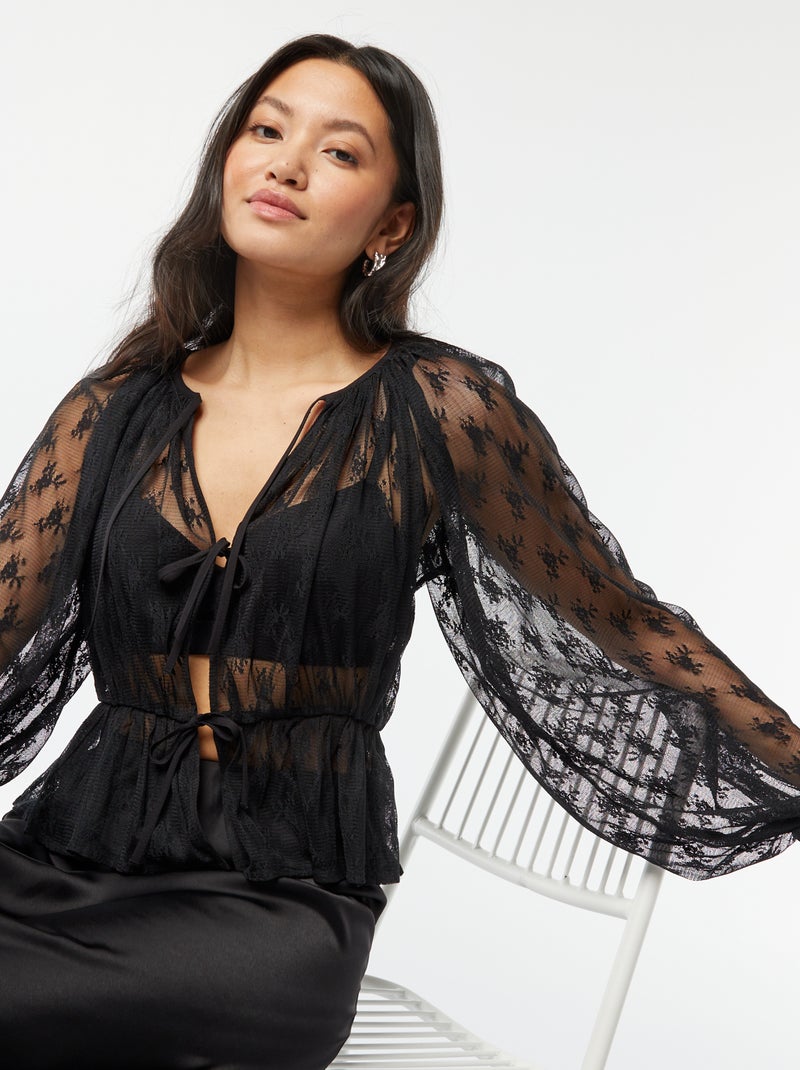 Blusa de renda Preto - Kiabi