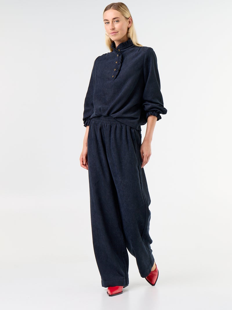Blusa de veludo cotelê Azul - Kiabi