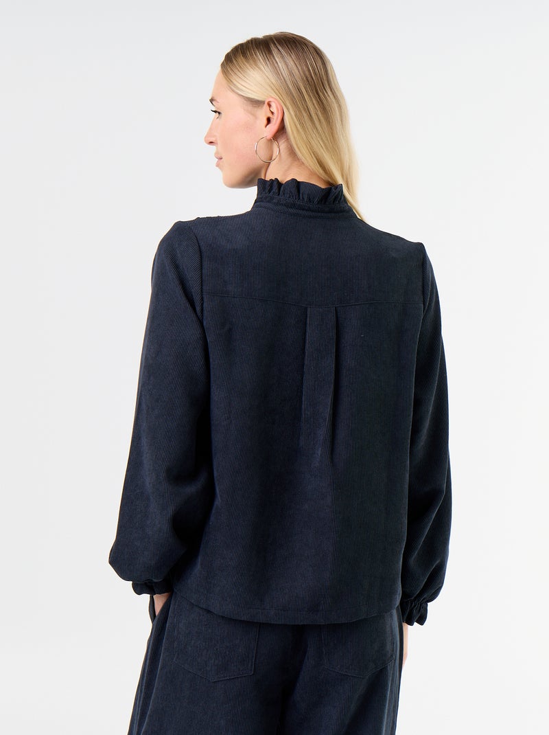Blusa de veludo cotelê Azul - Kiabi
