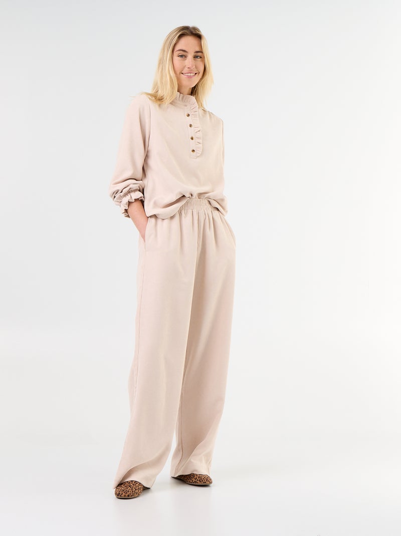 Blusa de veludo cotelê Bege - Kiabi