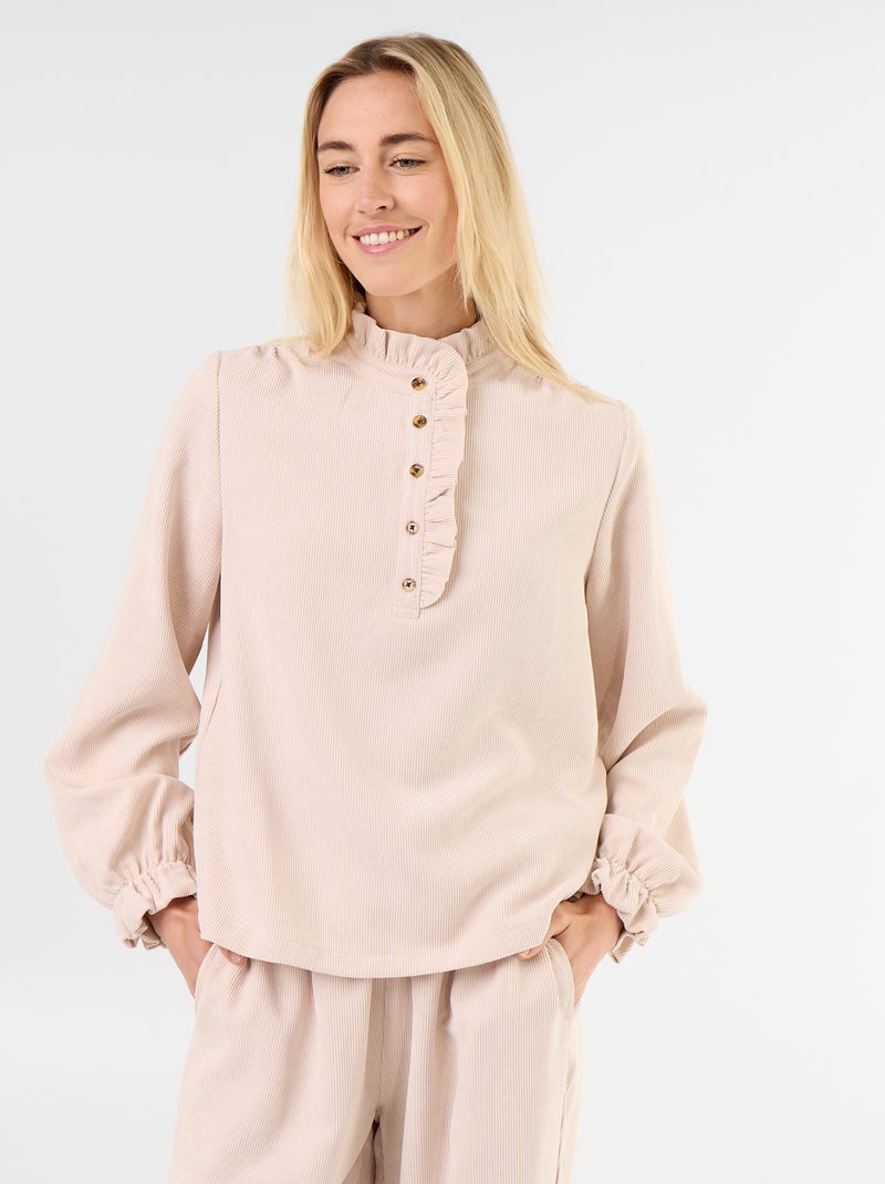Blusa de veludo cotelê Bege - Kiabi