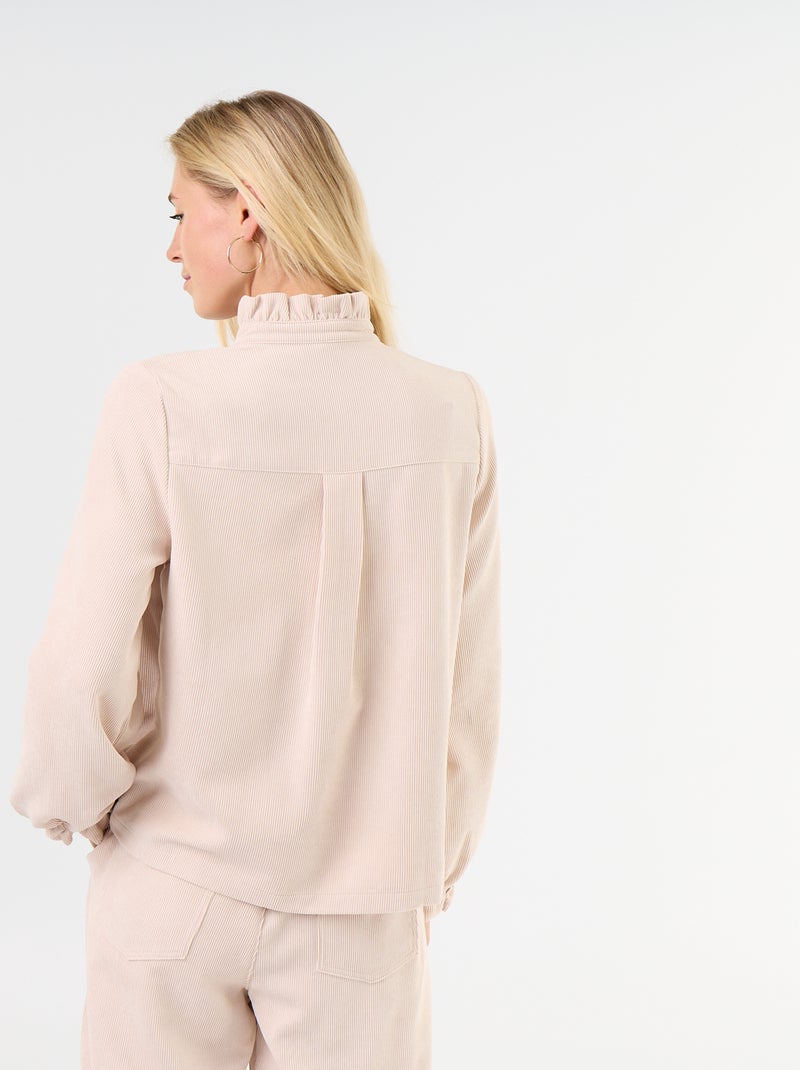 Blusa de veludo cotelê Bege - Kiabi